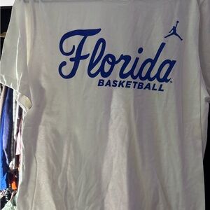Nike White Tee with Gray Swoosh and Gray Text